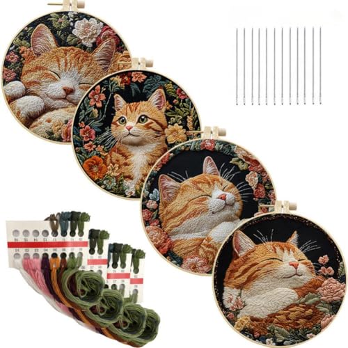 YEESAM ART Stickerei-Starter-Set mit Waldkatzen-Kollektionsmustern, komplettes Set, DIY-Stickerei-Kreuzstich-Kits für Erwachsene, Anfänger, Handarbeit, Nähen YEESAM ART Stickerei-Starter-Set mit Waldkatzen-Kollektionsmustern, komplettes Set, DIY-Stickerei-Kreuzstich-Kits für Erwachsene, Anfänger, Handarbeit, Nähen von YEESAM ART
