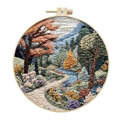 YEESAM ART Stickerei-Starter-Set mit Waldweg am Fluss, komplettes Set, DIY-Stickerei-Kreuzstich-Sets für Erwachsene, Anfänger, Handarbeit, Nähen YEESAM ART Stickerei-Starter-Set mit Waldweg am Fluss, komplettes Set, DIY-Stickerei-Kreuzstich-Sets für Erwachsene, Anfänger, Handarbeit, Nähen von YEESAM ART