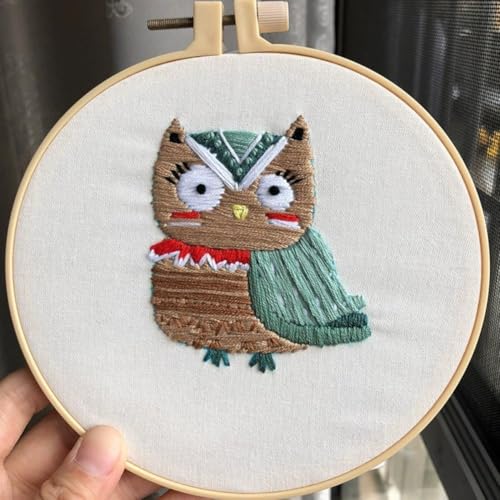 YEESAM ART Stickerei-Starter-Set mit bezaubernden Eulenmustern, komplettes Set, DIY-Stickerei-Kreuzstich-Sets für Erwachsene, Anfänger, Handarbeit, Nähen von YEESAM ART
