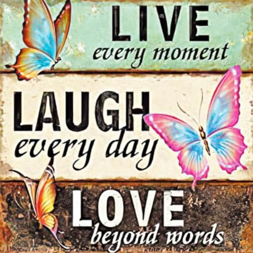 YEESAM Art Kreuzstich-Sets für Erwachsene, 11 CT36 x 36 cm, gedrucktes Kreuzstich-Set "Live Every Moment, Laugh Every Day", Love Beyond Words, geprägte Sticksets für Erwachsene, Wandkunst, von YEESAM ART