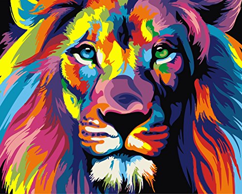 YEESAM ART Malen nach Zahlen für Erwachsene Anfänger Colourful Lion 40x50cm Leinen Leinwand Acryl DIY Zahlenmalsets Wandkunst Dekoration (mit Rahmen) YEESAM ART Malen nach Zahlen für Erwachsene Anfänger Colourful Lion 40x50cm Leinen Leinwand Acryl DIY Zahlenmalsets Wandkunst Dekoration (mit Rahmen) von YEESAM ART