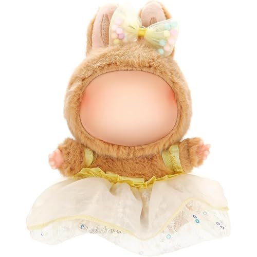 17 cm Puppenkleidung – Kleidung für Puppen-Outfit, bezauberndes schickes Kleid-Set für Accessoires (keine Puppe) (gelber Gaze-Rock + Haarband) von YEHOOM