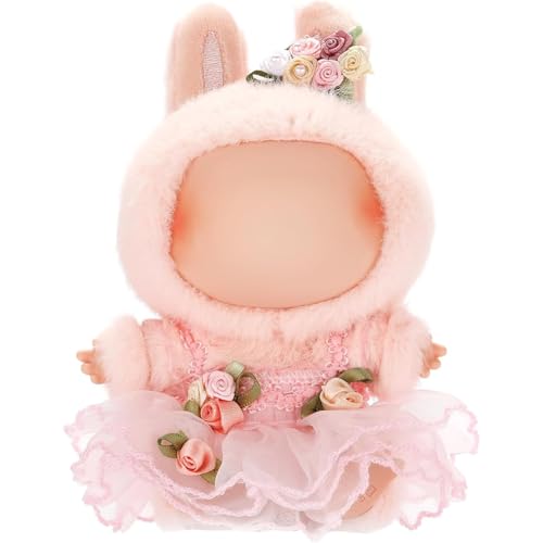17 cm Puppenkleidung – Kleidung für Puppen-Outfit, bezauberndes schickes Kleid-Set für Accessoires (keine Puppe) (rosa Blumenrock + Haarband)) von YEHOOM