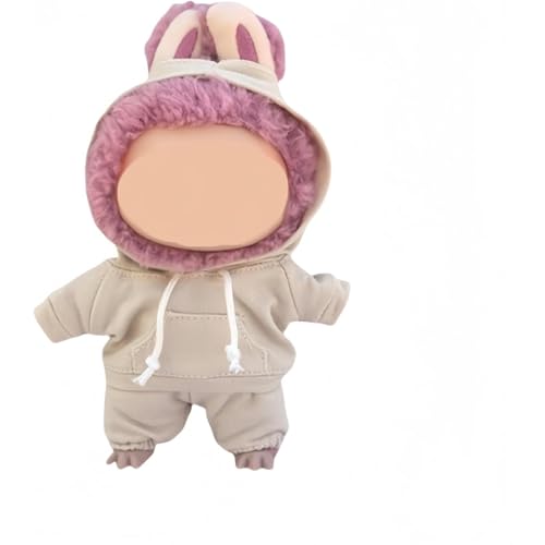 17 cm Puppenkleidungs-Set, lässiger Stil, Hoodies und Hosen, Kleidung, niedliches Puppen-Outfit mit Zubehör, keine Puppe (Aprikose) von YEHOOM