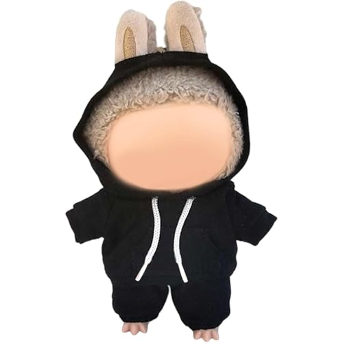 17 cm Puppenkleidungs-Set, lässiger Stil, Hoodies und Hosen, Kleidung, niedliches Puppen-Outfit mit Zubehör, keine Puppe (schwarz) von YEHOOM