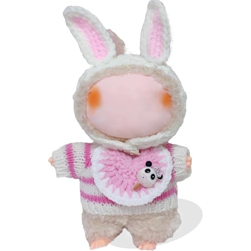 Kleidung für 17 cm große Puppe, Hut & Outfit Set Entzückende Verkleidungszubehör Puppe (Pink-Hase) von YEHOOM