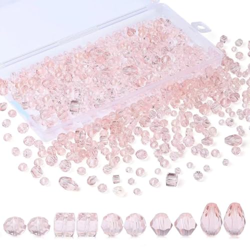 Kristallglasperlen zur Schmuckherstellung, Perlen für Armbänder, Schmuck, Bastelarbeiten oder Heimdekorationen, 600 Stück (Rosa) von YEHOOM