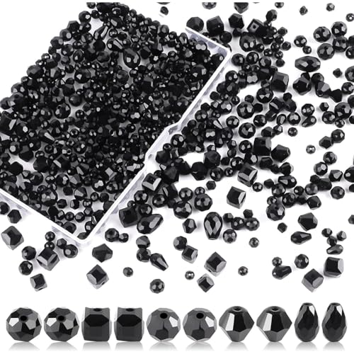 Kristallglasperlen zur Schmuckherstellung, Perlen für Armbänder, Schmuck, Bastelarbeiten oder Heimdekorationen, 600 Stück (schwarz) von YEHOOM
