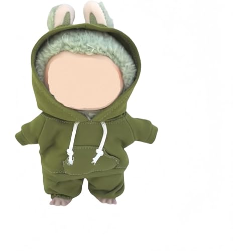 Puppenkleidungs-Set, 17 cm, lässiger Stil, Hoodies und Hosen, Kleidung, niedliches Puppen-Outfit mit Zubehör, keine Puppe (Armeegrün) von YEHOOM