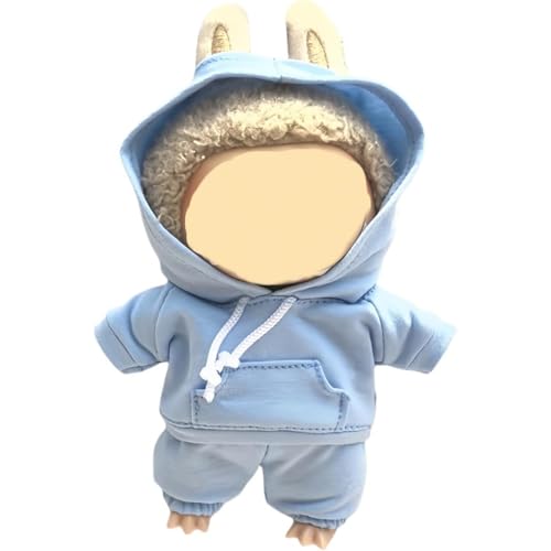 Puppenkleidungs-Set, 17 cm, lässiger Stil, Hoodies und Hosen, Kleidung, niedliches Puppen-Outfit mit Zubehör, keine Puppe (blau) von YEHOOM