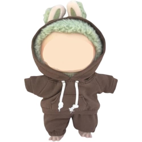 Puppenkleidungs-Set, 17 cm, lässiger Stil, Hoodies und Hosen, Kleidung, niedliches Puppen-Outfit mit Zubehör, keine Puppe (dunkelbraun) von YEHOOM