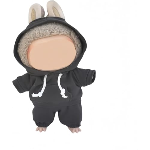 Puppenkleidungs-Set, 17 cm, lässiger Stil, Hoodies und Hosen, Kleidung, niedliches Puppen-Outfit mit Zubehör, keine Puppe (dunkelgrau) von YEHOOM
