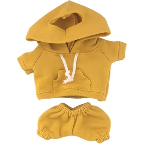 Puppenkleidungs-Set, 17 cm, lässiger Stil, Hoodies und Hosen, Kleidung, niedliches Puppen-Outfit mit Zubehör, keine Puppe (gelb) von YEHOOM