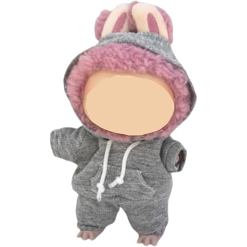 Puppenkleidungs-Set, 17 cm, lässiger Stil, Hoodies und Hosen, Kleidung, niedliches Puppen-Outfit mit Zubehör, keine Puppe (hellgrau) von YEHOOM