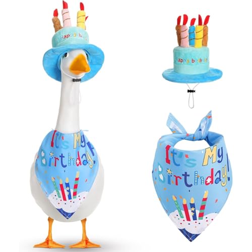 YEHOOM Spring Goose Outfits für Zement Kunststoff Gänse Ente Dekorationen Happy Birthday Gans Outfit Veranda (blaues Lätzchen) von YEHOOM