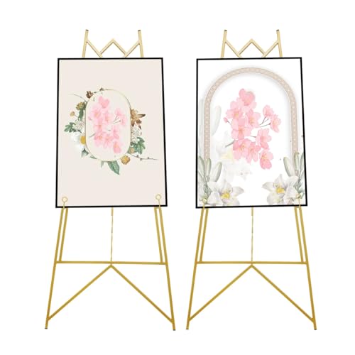 2 Stücke Gold Staffelei-Ständer für Hochzeitsschild und Poster, Einstellbare Kettenlänge, tragbare Posterstaffelei, stabile Dreieckige Struktur, für Hochzeiten Feiern Partys Malerei Kunstausstellungen von YEITBY