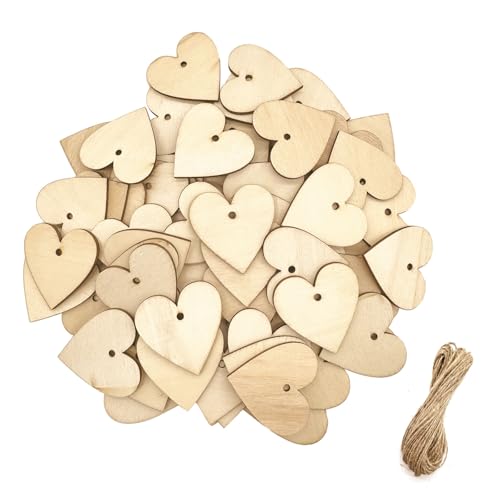 YEJAHY 100 Stück 4cm Holzherzen zum Basteln, DIY Handgemachtes HolzHerzen Deko mit 10m Hanfseil, Hochzeit Gästebuch Beschriften Party Tischdeko YEJAHY 100 Stück 4cm Holzherzen zum Basteln, DIY Handgemachtes HolzHerzen Deko mit 10m Hanfseil, Hochzeit Gästebuch Beschriften Party Tischdeko von YEJAHY