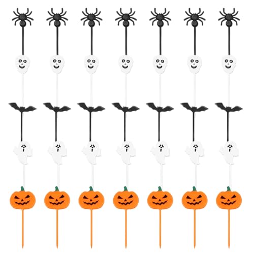 YEJAHY 100 Stück Halloween Cupcake Topper, Halloween Käseplatte Deko, Halloween Party Tortendeko, Tortendeko Zahnstocher, Kürbis, Spinne, Totenkopf YEJAHY 100 Stück Halloween Cupcake Topper, Halloween Käseplatte Deko, Halloween Party Tortendeko, Tortendeko Zahnstocher, Kürbis, Spinne, Totenkopf von YEJAHY
