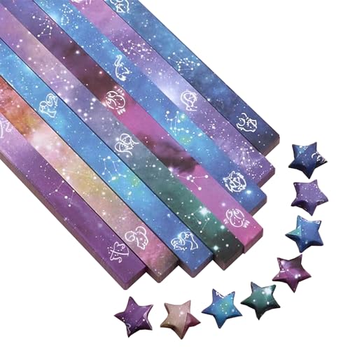 YEJAHY 1080 Blatt Origami-Papier-Sternstreifen, doppelseitiges Origami-Sterne-Papier, farbiges Papier, Glücksstern-Origami-Papier, Stern-Dekorationspapierstreifen für Kunsthandwerk (H) von YEJAHY