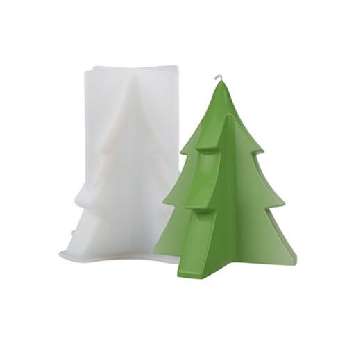 YEJAHY 3D Kreativer Weihnachtsbaum Silikonform, Weihnachtsbaum Kerzengießform,Schnee-Tannenbaum Silikonformen, Duftkerze, Seife, DIY-Handarbeit Weihnachtsgeschenke (Klein) von YEJAHY