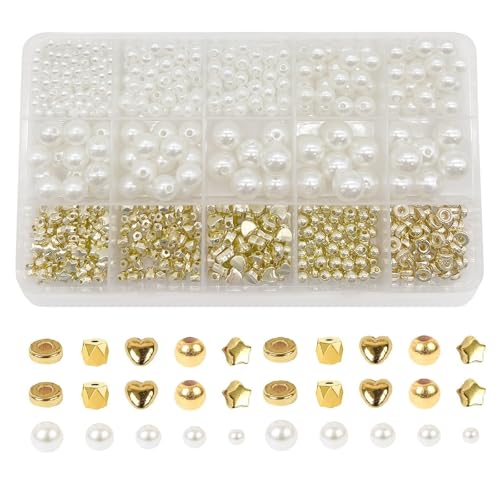 YEJAHY 720 Stück Perlenset Für Armbänder, Schmuck Selber Machen Set, Perlen Für Armbänder Erwachsene, DIY Perlen Set Schmuck Bracelet Making Kit, Feiertage, Partys, Weihnachten (A) von YEJAHY