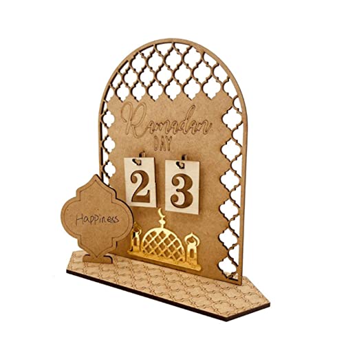 YEJAHY Ramadan Adventskalender Holz Countdown Tage 31 Tage Heimdekorationen, DIY Eid Dekorationen für Ramadan Partys, Ramadan Geschenke für Kinder, Basteldekorationen (Palaststil) von YEJAHY