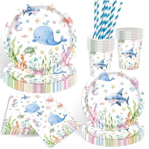 YEJIKJ Pappteller Kindergeburtstag Deko, Partygeschirr Kindergeburtstag Pappteller Bunt, Deko Geburtstag Partygeschirr Set, Pappteller Geburtstag Mädchen, Geburtstagsdeko Kinder für Party Deko von YEJIKJ