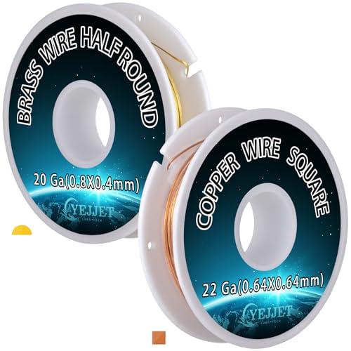 Feines Kupfer- und Golddraht-Set – 22 GA quadratisch & 20 g halbrund für Mikro-Makramee und Kumihimo von YEJJET