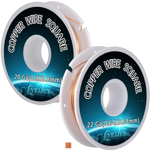 Vielseitiges Kupferdrahtbündel – 20 Ga & 22 GA quadratische Drähte für DIY Handwerk und Heimdekorationsprojekte von YEJJET