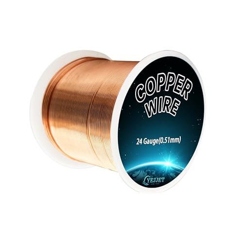 YEJJET 99,9 % massiver Kupferdraht, 24 Gauge, 0,5 kg Spule, weicher Kupferdraht für Schmuckherstellung von YEJJET