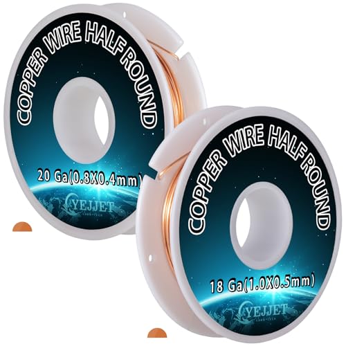 YEJJET Halbrunde Kupferdrähte – 18 GA und 20 GA weicher Draht für Lünettenfassung und Schmuckreparatur von YEJJET