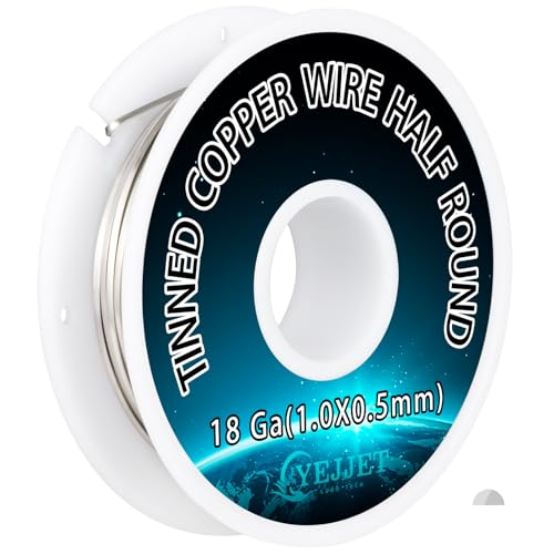 YEJJET Verzinnter Kupferdraht, halbrund, 18 Gauge, 36,9 g, verzinnter Kupferdraht für Schmuckherstellung, 9 m YEJJET Verzinnter Kupferdraht, halbrund, 18 Gauge, 36,9 g, verzinnter Kupferdraht für Schmuckherstellung, 9 m von YEJJET