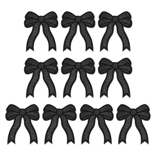 YELARXI Aufnäher zum Aufbügeln, Pailletten-Schleife, bestickt, niedlicher Stoff, DIY, dekorative Applikation, passend für Kleidung, Hüte, Jeans, Rucksäcke, Nähen, 10 Stück, Schwarz YELARXI Aufnäher zum Aufbügeln, Pailletten-Schleife, bestickt, niedlicher Stoff, DIY, dekorative Applikation, passend für Kleidung, Hüte, Jeans, Rucksäcke, Nähen, 10 Stück, Schwarz von YELARXI