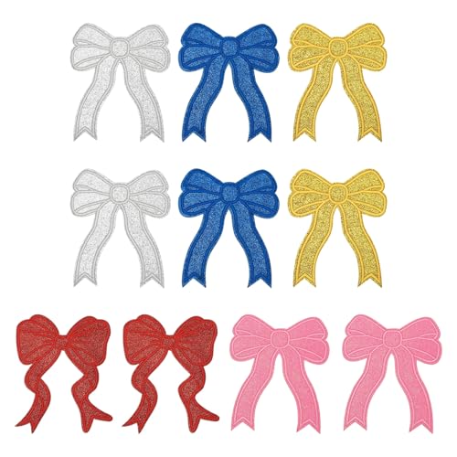 YELARXI Aufnäher zum Aufbügeln, Pailletten-Schleife, bestickt, niedlicher Stoff, dekorative Applikation, passend für Kleidung, Hüte, Jeans, Rucksäcke, Nähen, 10 Stück, mehrfarbig YELARXI Aufnäher zum Aufbügeln, Pailletten-Schleife, bestickt, niedlicher Stoff, dekorative Applikation, passend für Kleidung, Hüte, Jeans, Rucksäcke, Nähen, 10 Stück, mehrfarbig von YELARXI