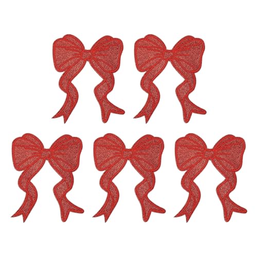 YELARXI Aufnäher zum Aufbügeln, Pailletten-Schleife, bestickt, niedlicher Stoff, dekorative Applikation, passend für Kleidung, Hüte, Jeans, Rucksäcke, Nähen, 5 Stück, Rot YELARXI Aufnäher zum Aufbügeln, Pailletten-Schleife, bestickt, niedlicher Stoff, dekorative Applikation, passend für Kleidung, Hüte, Jeans, Rucksäcke, Nähen, 5 Stück, Rot von YELARXI