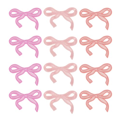 YELARXI Aufnäher zum Aufbügeln mit Schleife, niedlich, bestickt, für Jeans, Jacken, Frauen, Kleidung, Hüte, Rucksäcke, 12 Stück, Rosa/Rosa, Weiß/Lotus) von YELARXI