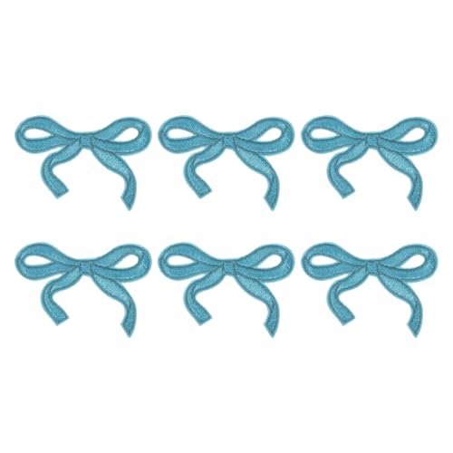 YELARXI Aufnäher zum Aufbügeln mit Schleife, niedlich, bestickt, für Jeans, Jacken, Frauen, Kleidung, Hüte, Rucksäcke, 6 Stück, Himmelblau von YELARXI