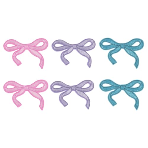 YELARXI Aufnäher zum Aufbügeln mit Schleife, niedlich, bestickt, für Jeans, Jacken, Frauen, Kleidung, Hüte, Rucksäcke, 6 Stück, Rosa/Violett/Himmelblau von YELARXI