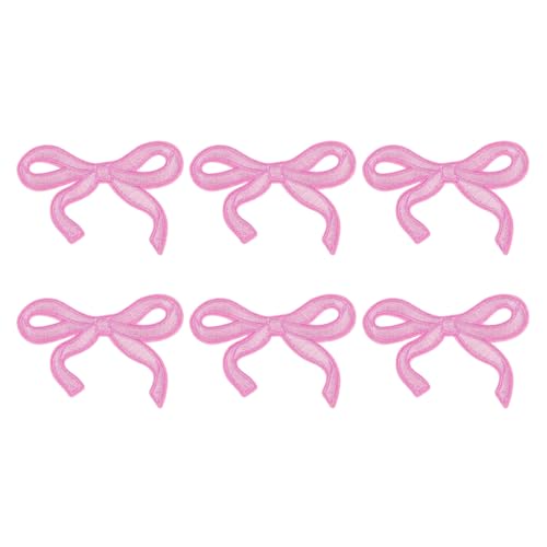 YELARXI Aufnäher zum Aufbügeln mit Schleife, niedlich, bestickt, für Jeans, Jacken, Frauen, Kleidung, Hüte, Rucksäcke, 6 Stück, Rosa von YELARXI
