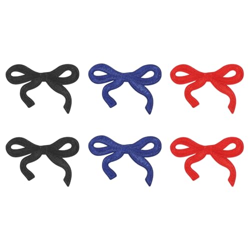 YELARXI Aufnäher zum Aufbügeln mit Schleife, niedlich, bestickt, für Jeans, Jacken, Frauen, Kleidung, Hüte, Rucksäcke, 6 Stück, Schwarz/Saphirblau/Rot YELARXI Aufnäher zum Aufbügeln mit Schleife, niedlich, bestickt, für Jeans, Jacken, Frauen, Kleidung, Hüte, Rucksäcke, 6 Stück, Schwarz/Saphirblau/Rot von YELARXI