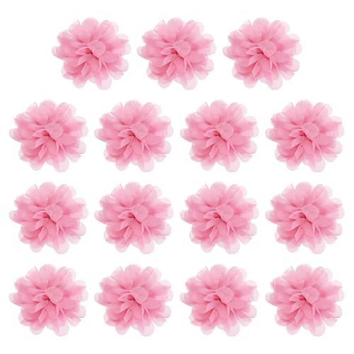 YELARXI Chiffon-Blumen, Nähstoff-Applikationen, Chiffon-Blumen-Applikationen – passend für Damen / DIY Handwerk / Stirnbänder / Haarschmuck / Hochzeit / Party / Corsage 5,1 cm & 15 Stück & Rosa von YELARXI