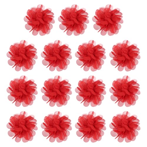 YELARXI Chiffon-Blumen, Nähstoff-Applikationen, Chiffon-Blumen-Applikationen – passend für Damen / DIY Handwerk / Stirnbänder / Haarschmuck / Hochzeit / Party / Corsage 7,6 cm & 15 Stück & leuchtend von YELARXI