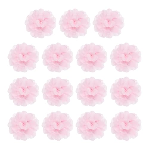 YELARXI Chiffon-Blumen, Nähstoff-Applikationen, Chiffon-Blumen-Applikationen – passend für Damen / DIY Handwerk / Stirnbänder / Haarschmuck / Hochzeit / Party / Corsage 7,6 cm & 15 Stück & Hellrosa von YELARXI