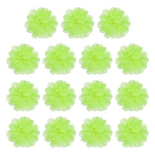 YELARXI Chiffon-Blumen, Stoffapplikationen, Chiffon-Blumen-Applikationen – passend für Damen / DIY Handwerk / Stirnbänder / Haarschmuck / Hochzeit / Party / Corsage 5,1 cm & 15 Stück & Hellgrün von YELARXI