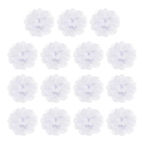 YELARXI Chiffon-Blumen, Stoffapplikationen, Chiffon-Blumen-Applikationen – passend für Damen / DIY Handwerk / Stirnbänder / Haarschmuck / Hochzeit / Party / Corsage 5,1 cm & 15 Stück & Hellweiß von YELARXI