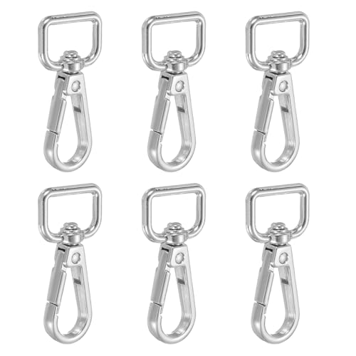 YELARXI Drehbare Karabinerhaken, Metall, D-Ring, Schlüsselband, Schlüsselband, Karabinerverschluss, Klaue, Push-Tor-Clip – passend für Geldbörsenherstellung, Nähen, Basteln, 6 Stück & 1,6 cm von YELARXI