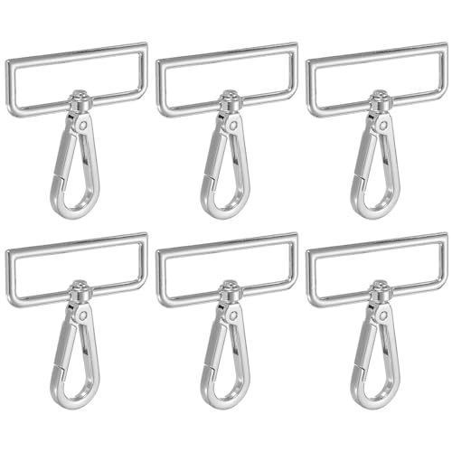 YELARXI Drehbare Karabinerhaken, Metall, D-Ring, Schlüsselband, Schlüsselband, Karabinerverschluss, Klaue, Push-Tor-Clip – passend für Geldbörsenherstellung, Nähen, Basteln, 6 Stück & 5,1 cm von YELARXI
