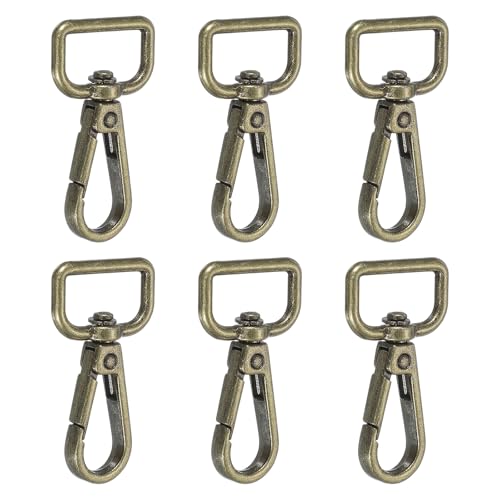 YELARXI Drehbare Karabinerhaken, Metall-D-Ring, Schlüsselband, Schlüsselband, Karabinerverschluss, Klaue, Push-Tor-Clip – passend für Geldbörsenherstellung, Nähen, Basteln, 6 Stück & 1,9 cm & Bronze von YELARXI