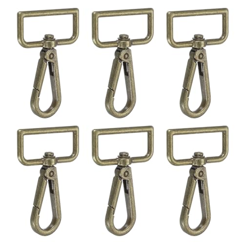 YELARXI Drehbare Karabinerhaken, Metall-D-Ring, Schlüsselband, Schlüsselband, Karabinerverschluss, Klaue, Push-Tor-Clip – passend für Geldbörsenherstellung, Nähen, Basteln, 6 Stück & 3,2 cm & Bronze von YELARXI