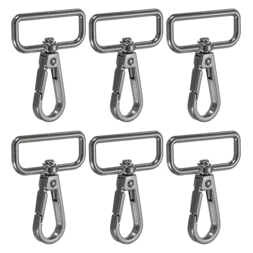 YELARXI Drehbare Karabinerhaken, Metall-D-Ring, Schlüsselband, Schlüsselband, Karabinerverschluss, Klaue, Push-Tor-Clip – passend für Geldbörsenherstellung, Nähen, Basteln, 6 Stück & 3,2 cm von YELARXI